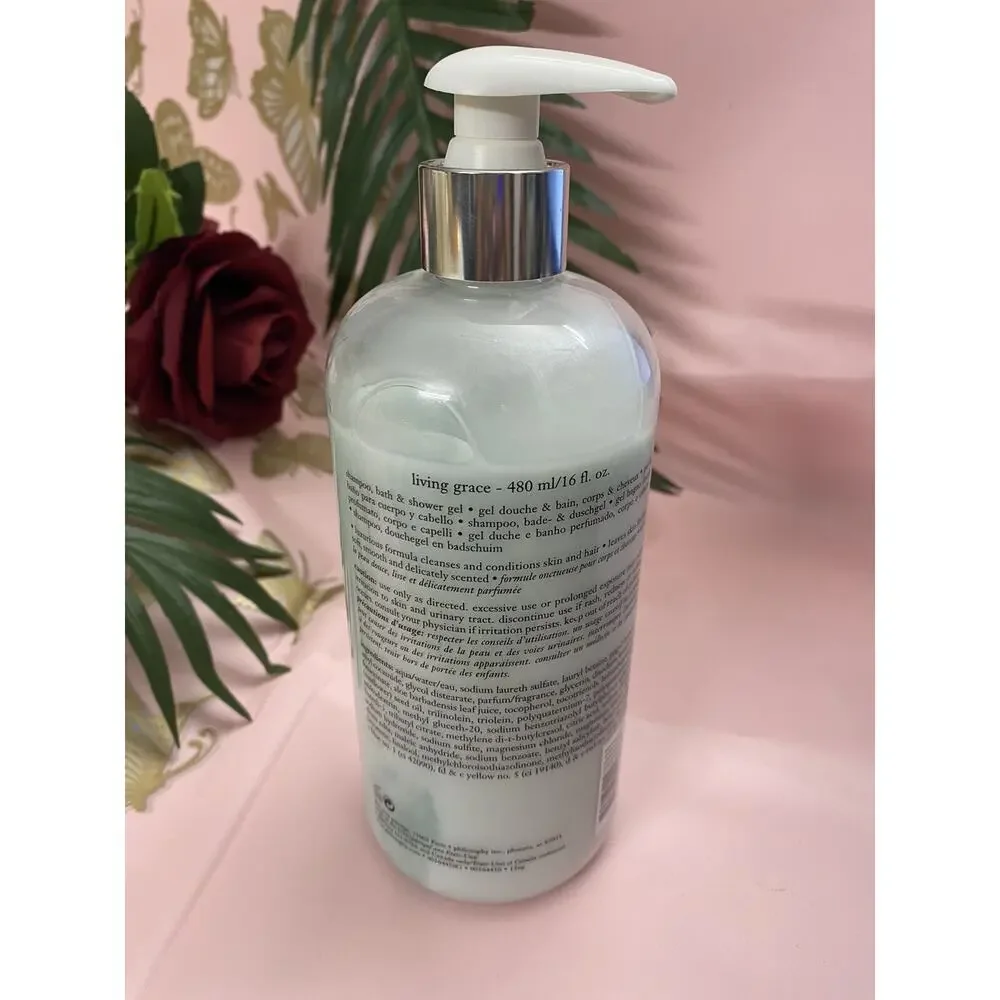 NEW Philosophy Living Grace 3-in-1 Shampoo Bath & Shower Gel 16oz W/Pump NO BOX